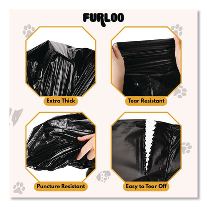 Furloo 13-Gallon Heavy Duty Dog Waste Station Can Liners, Open-Face, 13 gal, 26" x 33", Black, 50 Bags (GCEFLO22)