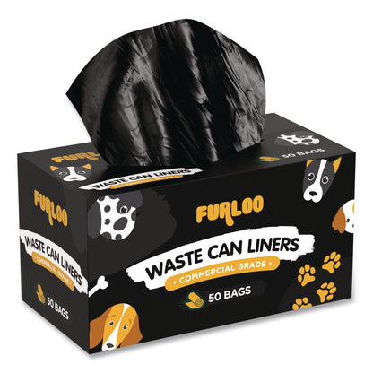 Furloo 13-Gallon Heavy Duty Dog Waste Station Can Liners, Open-Face, 13 gal, 26" x 33", Black, 50 Bags (GCEFLO22)