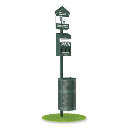 Furloo Pet Waste Station Starter Kit with Roll Bag Dispenser, Bags and Liners, 11.5 gal, Top Door, Green (GCEFLO1RSGB)