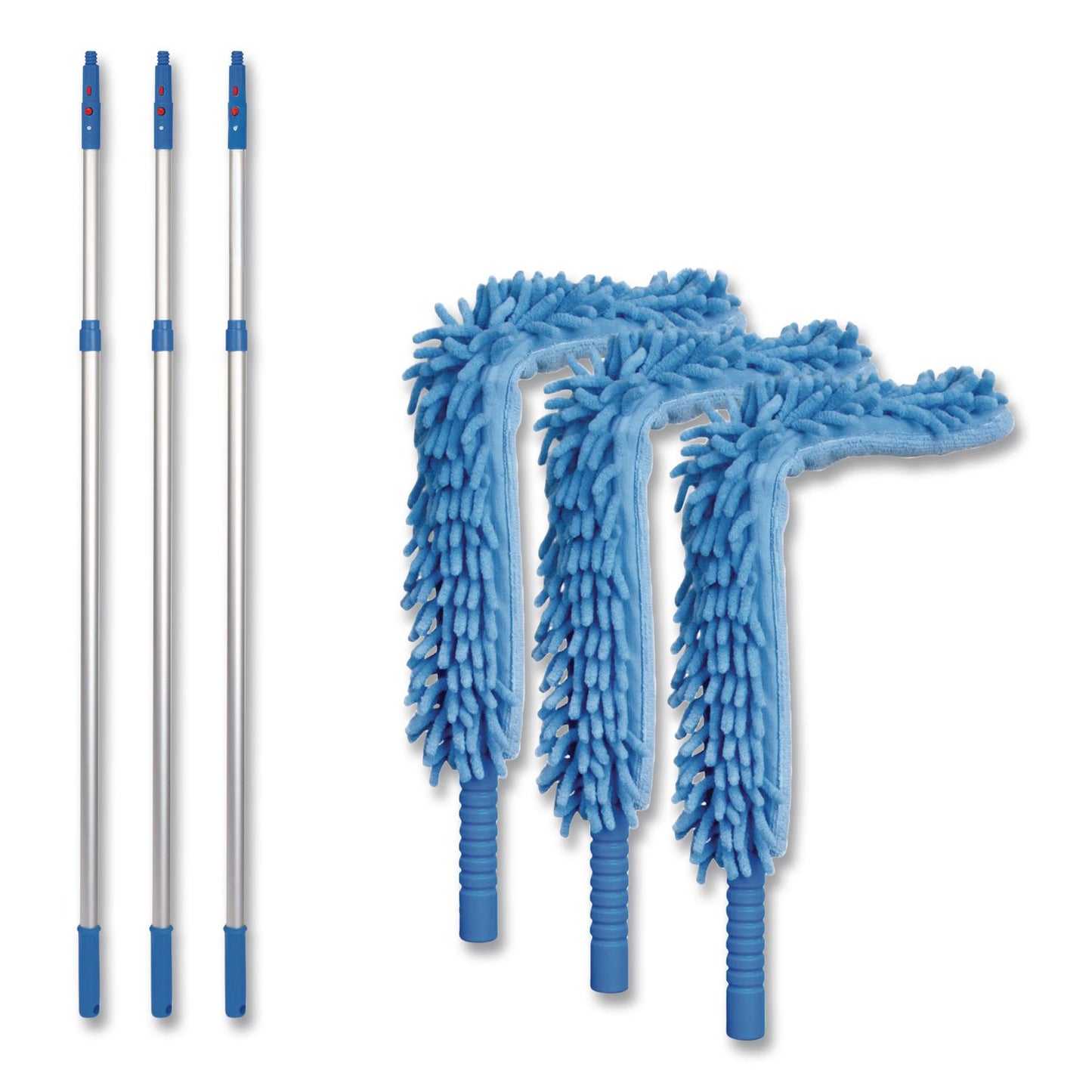 Gritt Commercial Flexible Wand Duster with Microfiber and Chenille Sleeve and 6 ft Telescopic Pole, 3/Kit (GCEGRI1756F3PK)