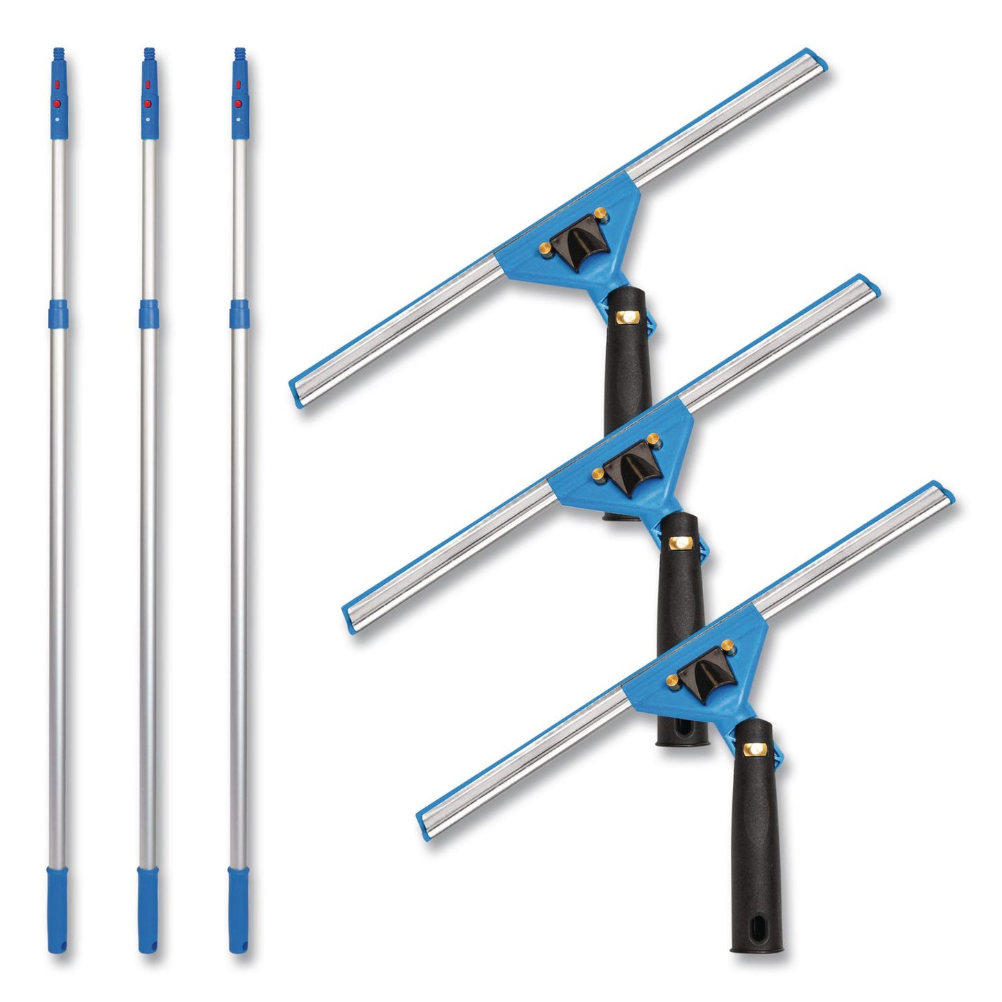 Gritt Commercial Pro Window Washing Kit with Swivel Squeegee and 6 ft Telescopic Pole, 14" Wide Blade, 3/Kit (GCEGRI1306F143P)