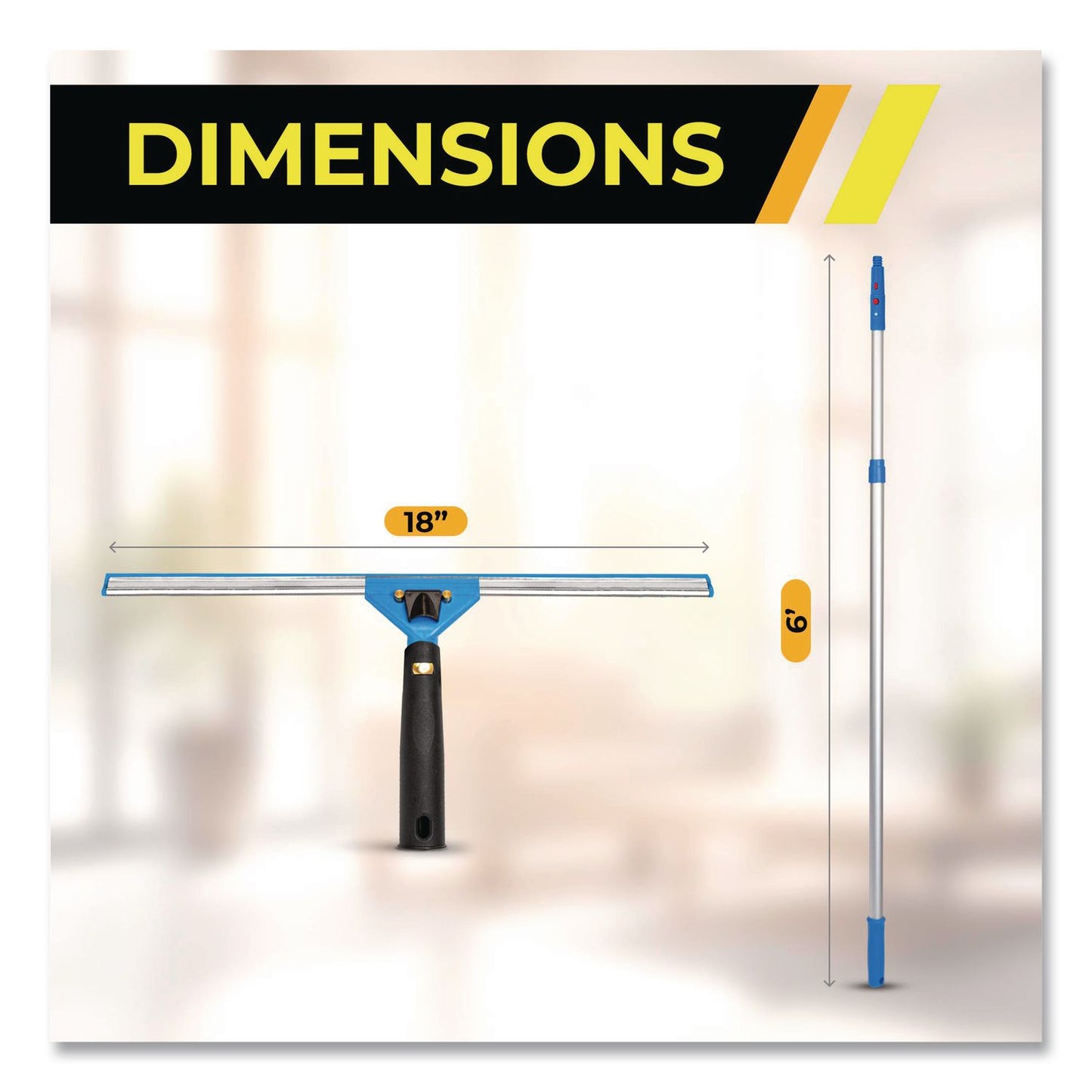 Gritt Commercial Pro Window Washing Kit with Swivel Squeegee and 6 ft Telescopic Pole, 18" Wide Blade (GCEGRI1306F18)