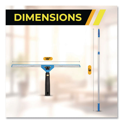 Gritt Commercial Pro Window Washing Kit with Swivel Squeegee and 6 ft Telescopic Pole, 18" Wide Blade (GCEGRI1306F18)