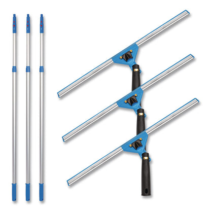 Gritt Commercial Pro Window Washing Kit with Swivel Squeegee and 6 ft Telescopic Pole, 18" Wide Blade, 3/Kit (GCEGRI1306F183P)