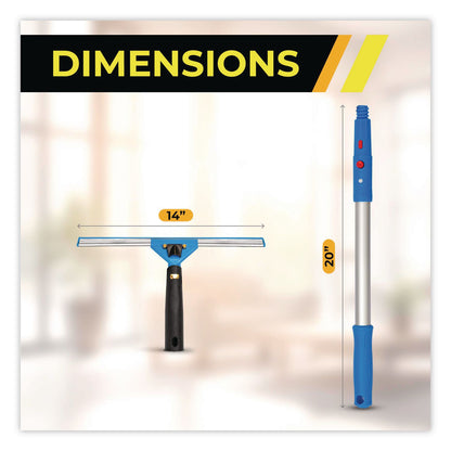 Gritt Commercial Pro Window Washing Kit with Swivel Window Squeegee and 20" Pole, 14" Wide Blade, 2/Kit (GCEGRI1312PK)