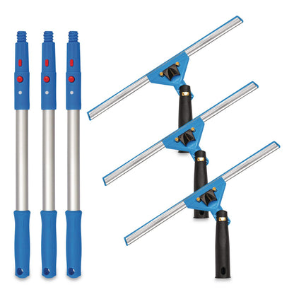 Gritt Commercial Pro Window Washing Kit with Swivel Window Squeegee and 20" Pole, 14" Wide Blade, 3/Kit (GCEGRI1313PK)