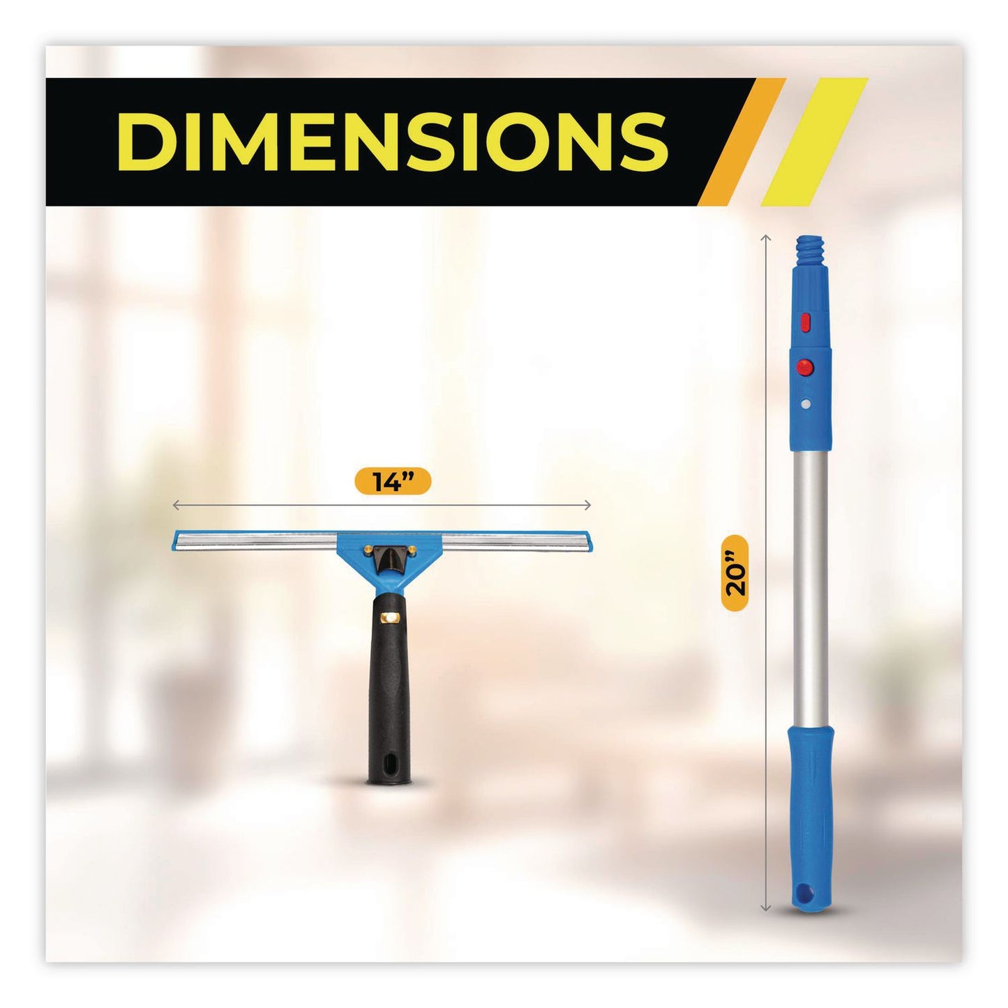 Gritt Commercial Pro Window Washing Kit with Swivel Window Squeegee and 20" Pole, 14" Wide Blade, 3/Kit (GCEGRI1313PK)