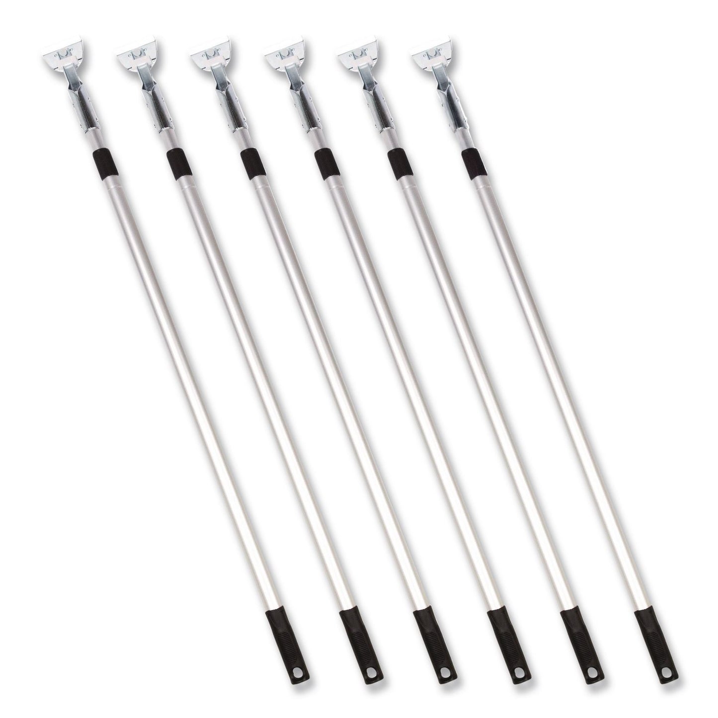 Gritt Commercial 72" Aluminum Telescopic Dust Mop Handle, 1" dia x 42" to 72", Silver, 6/Pack (GCEGRI1816PK)