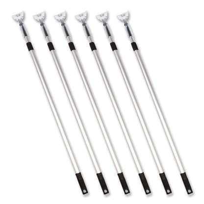 Gritt Commercial 72" Aluminum Telescopic Dust Mop Handle, 1" dia x 42" to 72", Silver, 6/Pack (GCEGRI1816PK)
