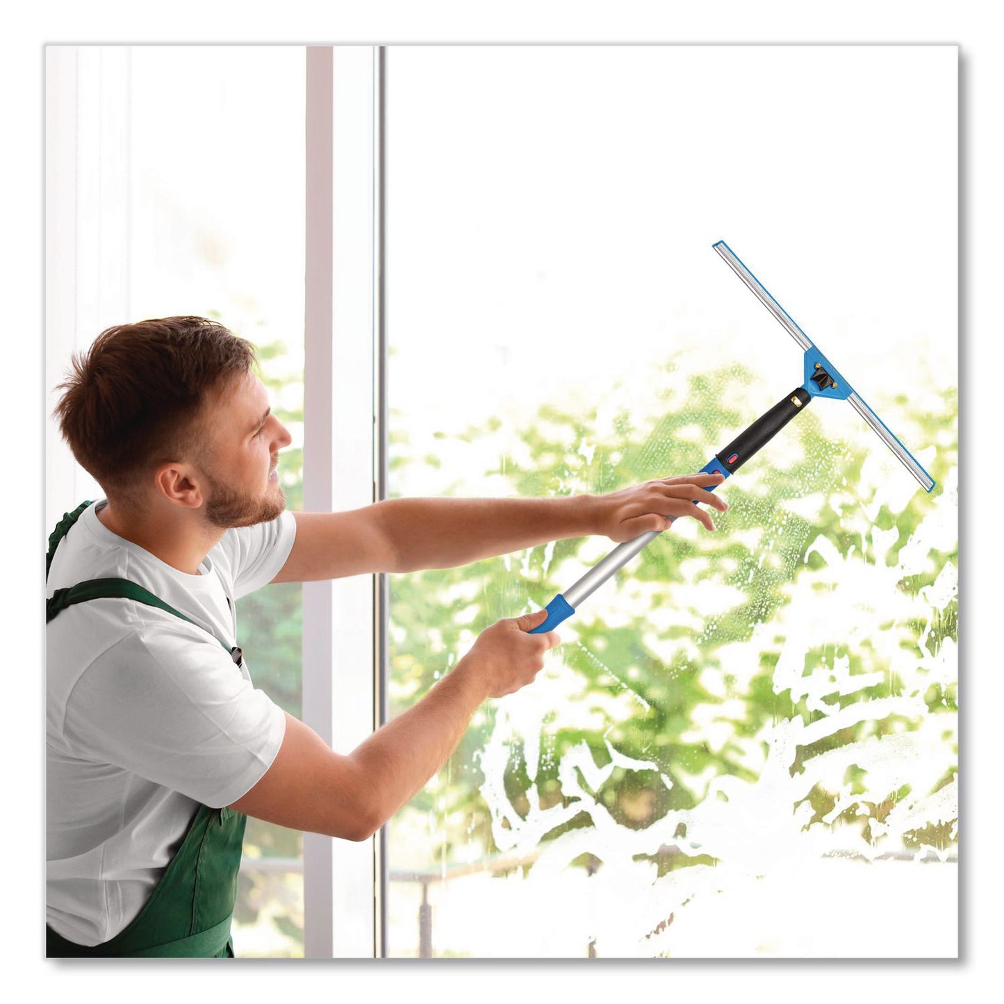 Gritt Commercial Pro Window Washing Kit with Swivel Window Squeegee and 20" Pole, 18" Wide Blade (GCEGRI13118)
