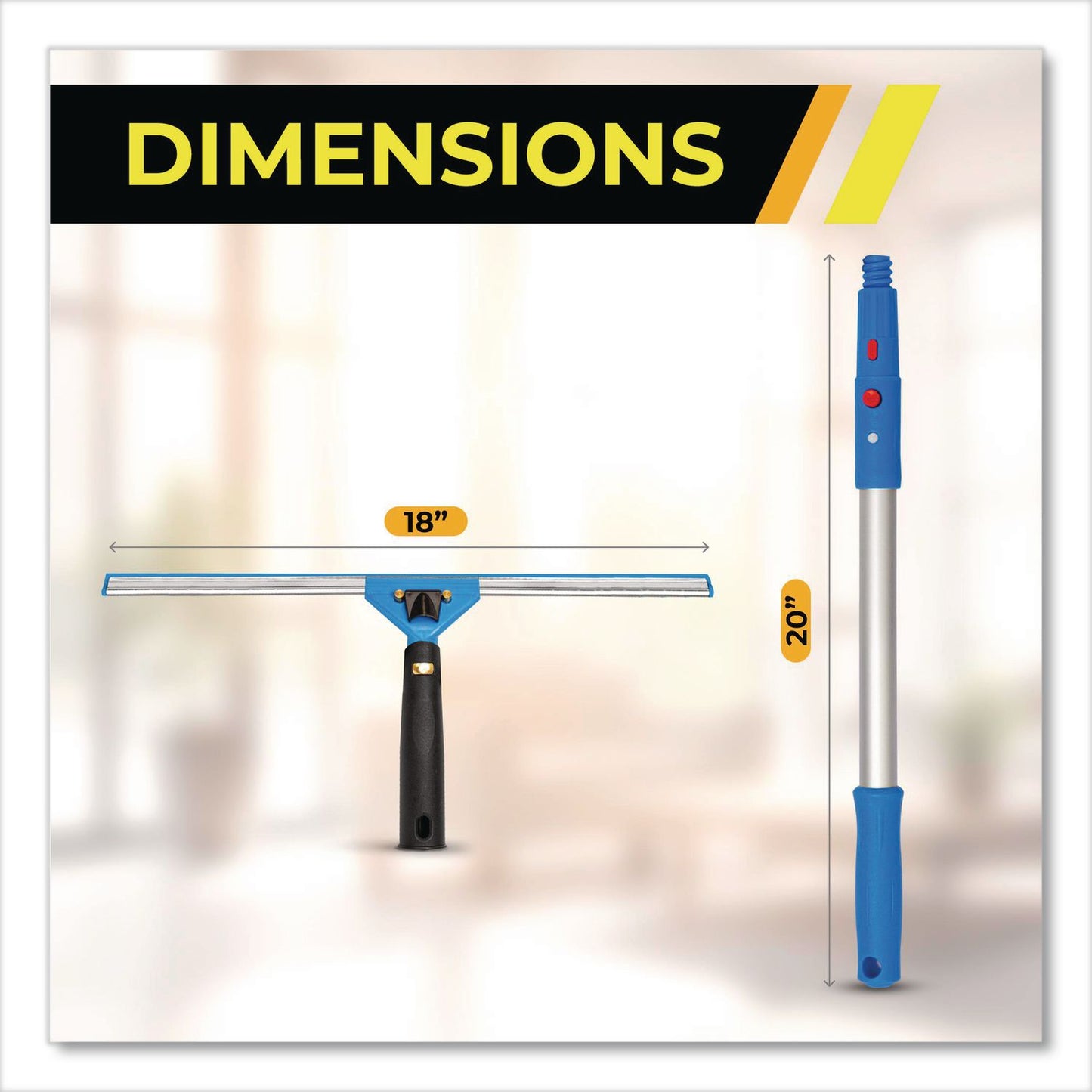 Gritt Commercial Pro Window Washing Kit with Swivel Window Squeegee and 20" Pole, 18" Wide Blade (GCEGRI13118)
