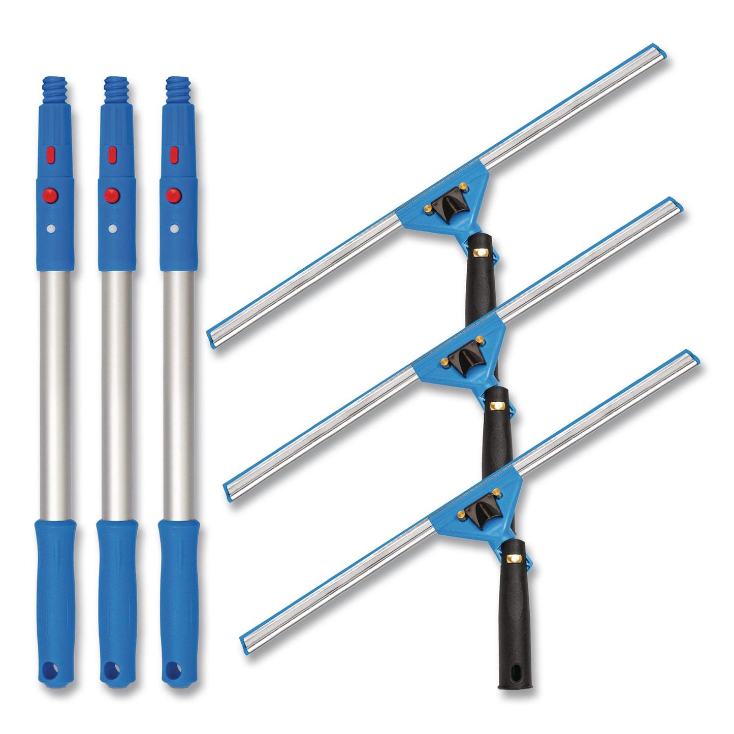 Gritt Commercial Pro Window Washing Kit with Swivel Window Squeegee and 20" Pole, 18" Wide Blade, 3/Kit (GCEGRI131183PK)