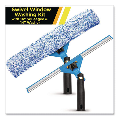 Gritt Commercial Swivel Window Washing Kit with Squeegee and Washer, 14" Wide (GCEGRI136)