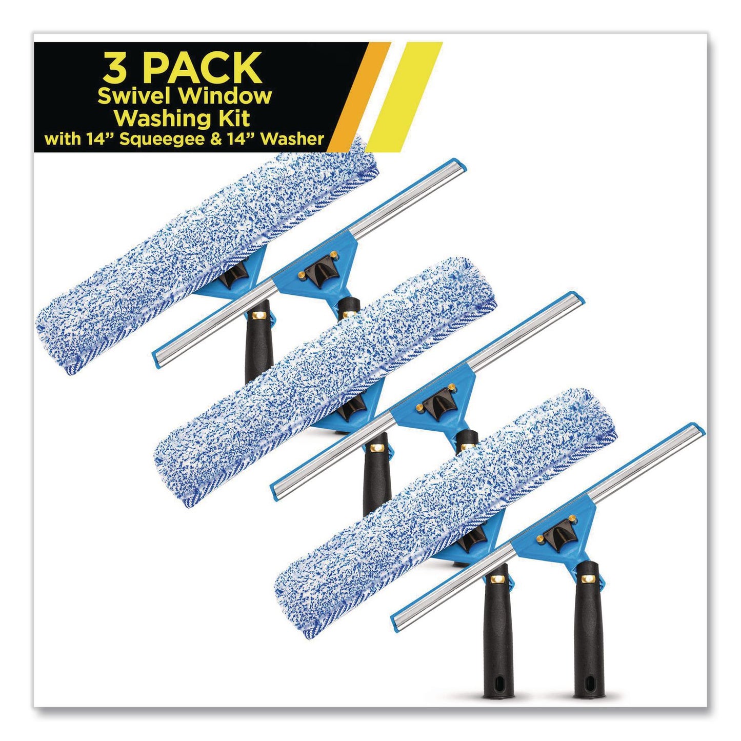 Gritt Commercial Swivel Window Washing Kit with Squeegee and Washer, 14" Wide, 3/Kit (GCEGRI1363PK)