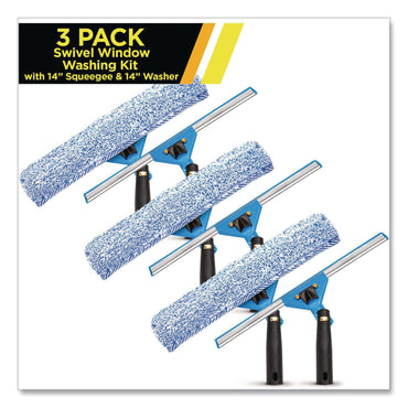Gritt Commercial Swivel Window Washing Kit with Squeegee and Washer, 14" Wide, 3/Kit (GCEGRI1363PK)