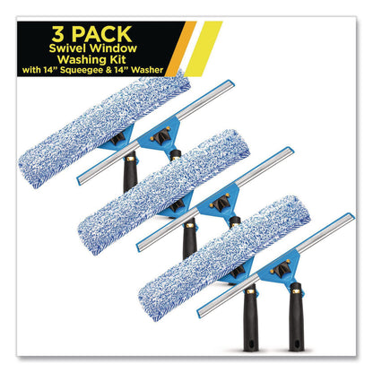 Gritt Commercial Swivel Window Washing Kit with Squeegee and Washer, 14" Wide, 3/Kit (GCEGRI1363PK)