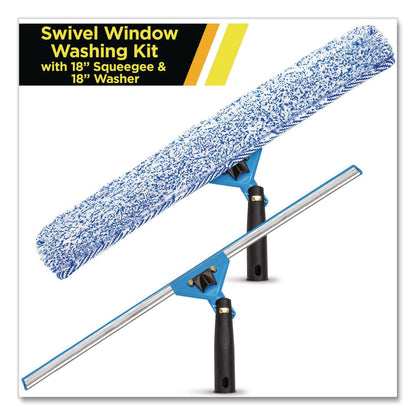 Gritt Commercial Swivel Window Washing Kit with Squeegee and Washer, 18" Wide (GCEGRI13618)