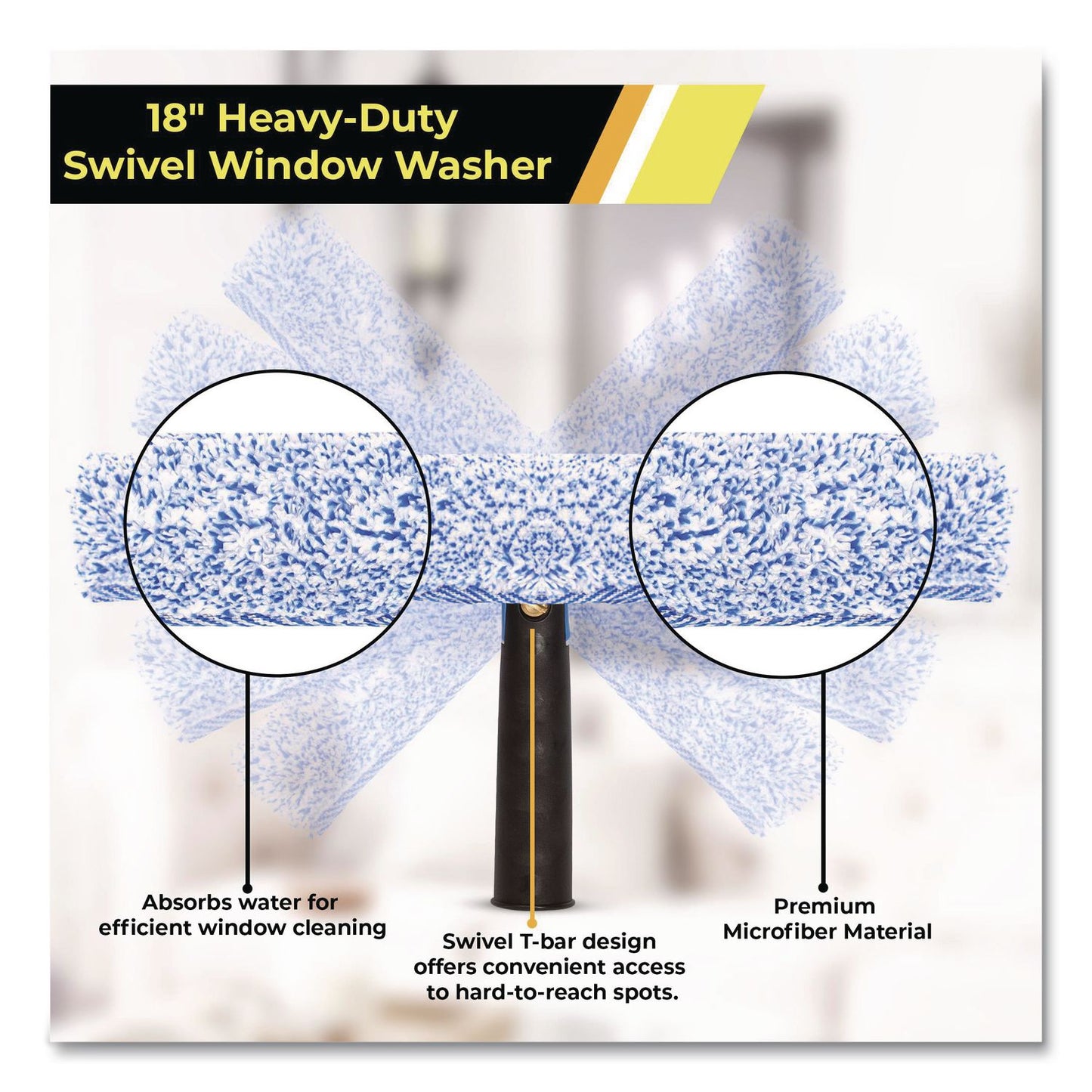 Gritt Commercial Swivel Window Washing Kit with Squeegee and Washer, 18" Wide (GCEGRI13618)