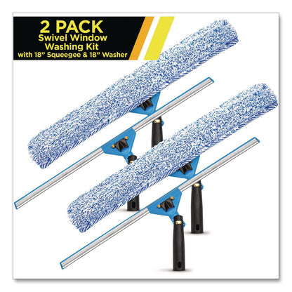 Gritt Commercial Swivel Window Washing Kit with Squeegee and Washer, 18" Wide, 2/Kit (GCEGRI136182PK)