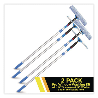 Gritt Commercial Pro Window Washing Kit with Squeegee, Washer and 6 ft Telescopic Pole, 14" Wide, 2/Kit (GCEGRI1376F142P)