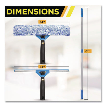 Gritt Commercial Pro Window Washing Kit with Squeegee, Washer and 6 ft Telescopic Pole, 14" Wide, 2/Kit (GCEGRI1376F142P)