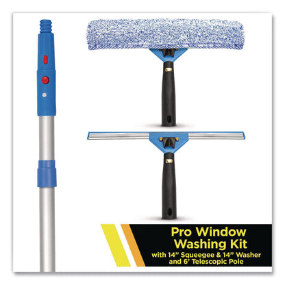 Gritt Commercial Pro Window Washing Kit with Squeegee, Washer and 6 ft Telescopic Pole, 14" Wide, 2/Kit (GCEGRI1376F142P)
