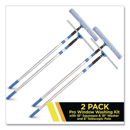 Gritt Commercial Pro Window Washing Kit with Squeegee, Washer and 6 ft Telescopic Pole, 18" Wide Blade, 2/Kit (GCEGRI1376F182P)