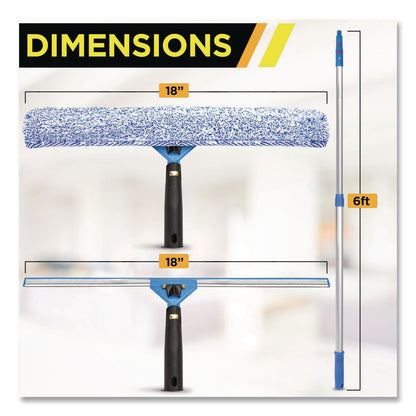 Gritt Commercial Pro Window Washing Kit with Squeegee, Washer and 6 ft Telescopic Pole, 18" Wide Blade, 3/Kit (GCEGRI1376F183P)