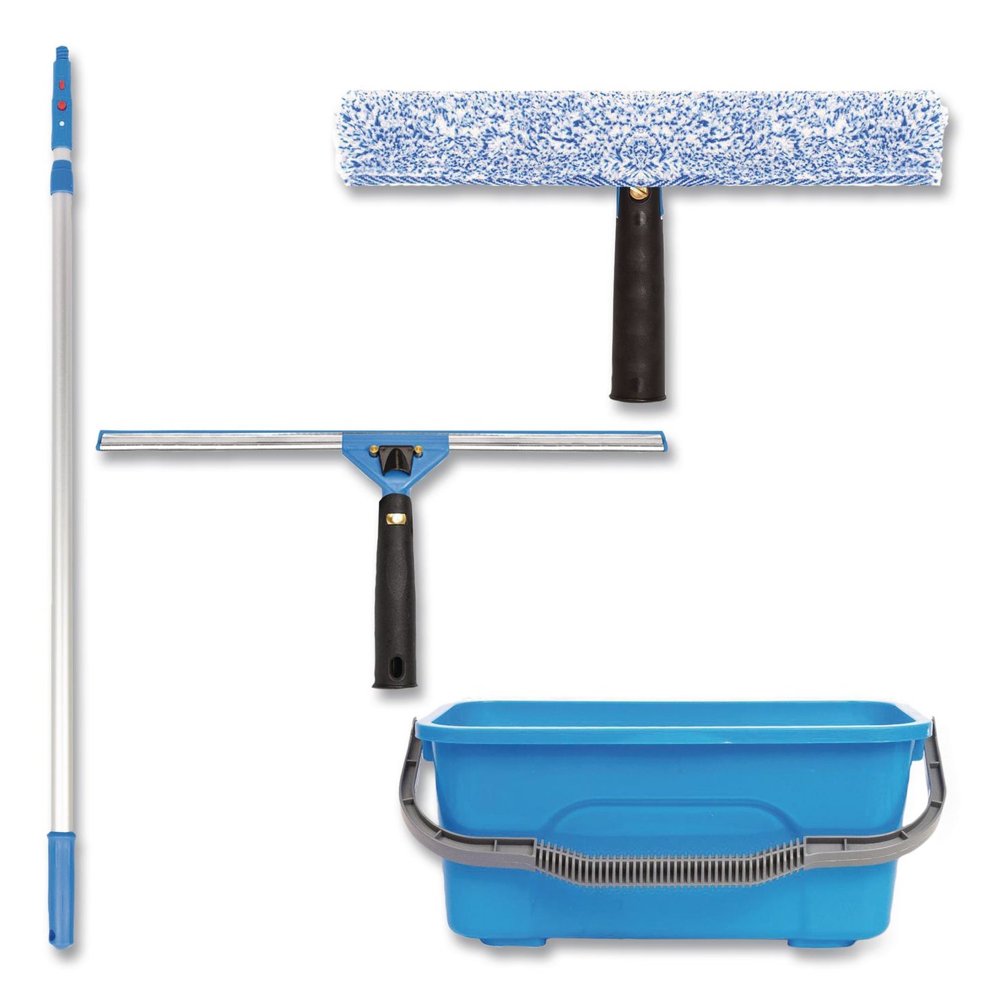 Gritt Commercial Pro Window Washing Kit with 14" Wide Blade Squeegee, Washer, 6 ft Telescopic Pole and 3 gal Heavy-Duty Bucket (GCEGRI137B6F14)