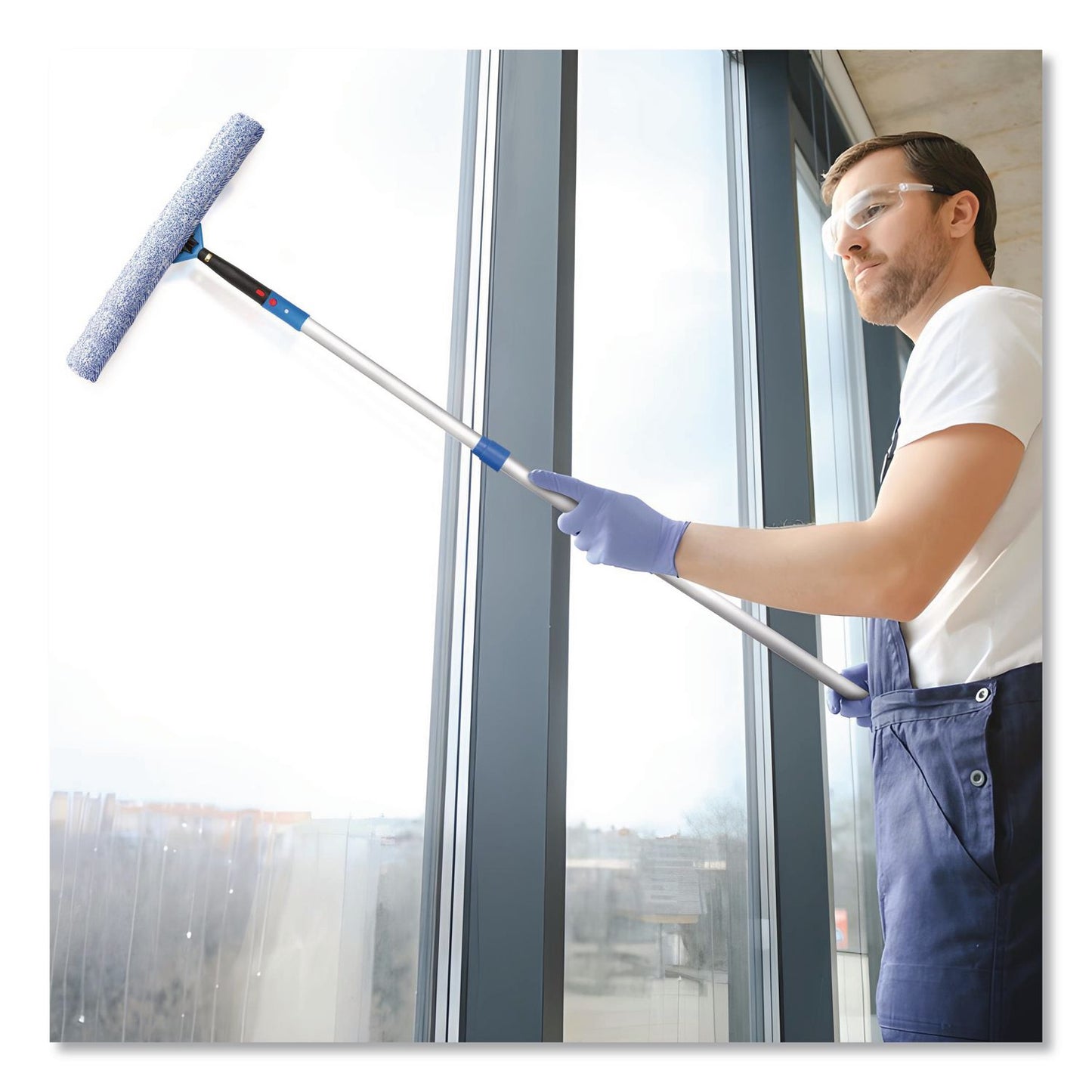 Gritt Commercial Pro Window Washing Kit with 14" Wide Blade Squeegee, Washer, 6 ft Telescopic Pole and 3 gal Heavy-Duty Bucket (GCEGRI137B6F14)