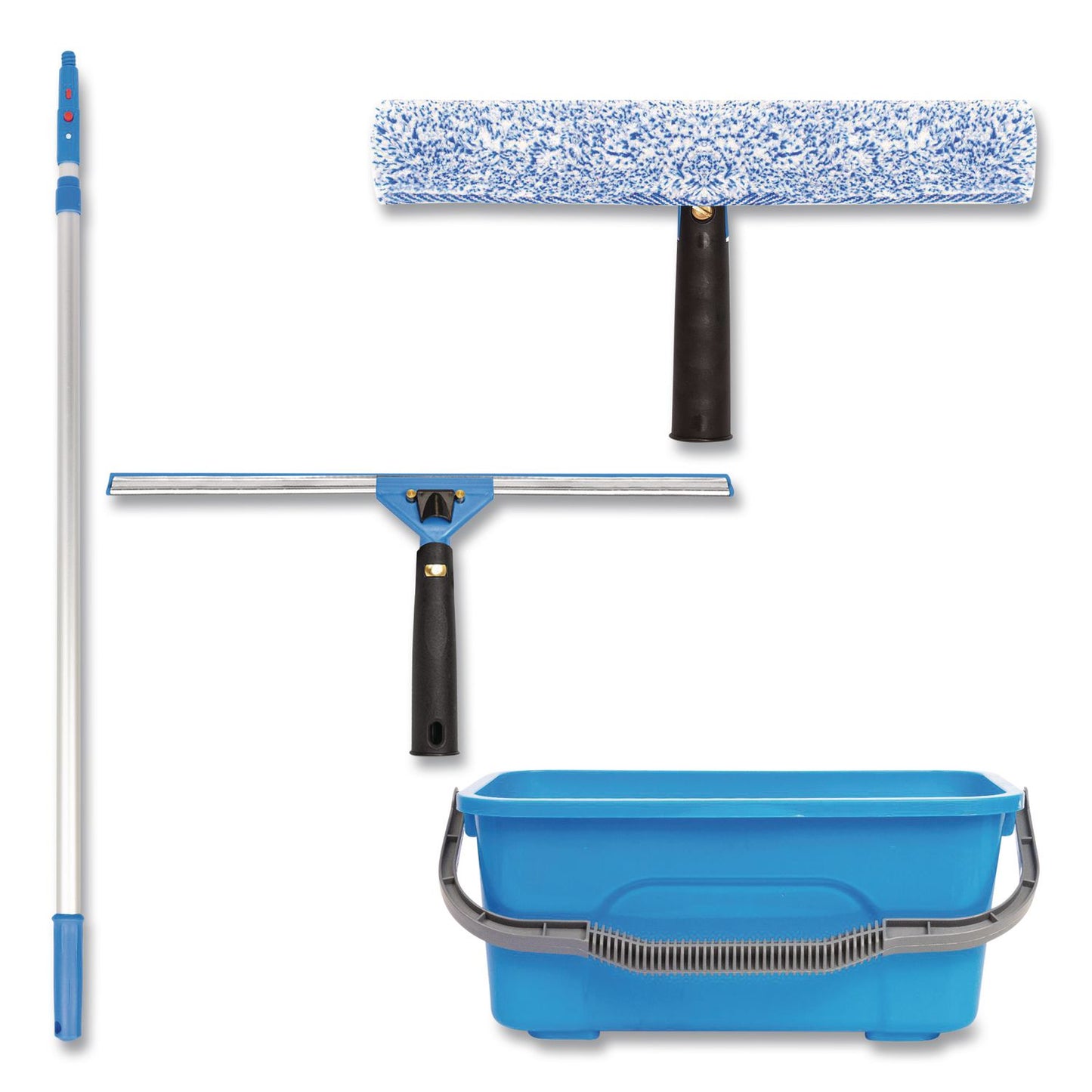 Gritt Commercial Pro Window Washing Kit with 14" Wide Blade Squeegee, Washer, 6 ft Telescopic Pole and 3 gal Heavy-Duty Bucket, 2/Kit (GCEGRI137B6F142)