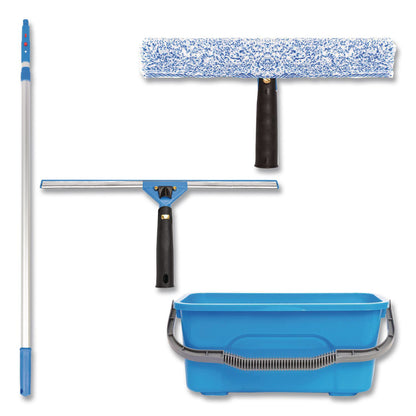 Gritt Commercial Pro Window Washing Kit with 14" Wide Blade Squeegee, Washer, 6 ft Telescopic Pole and 3 gal Heavy-Duty Bucket, 3/Kit (GCEGRI137B6F143)