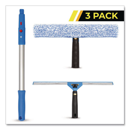 Gritt Commercial Pro Window Washing Kit with Squeegee, Washer and 20" Pole, 14" Blade Width, 3/Kit (GCEGRI1383PK)