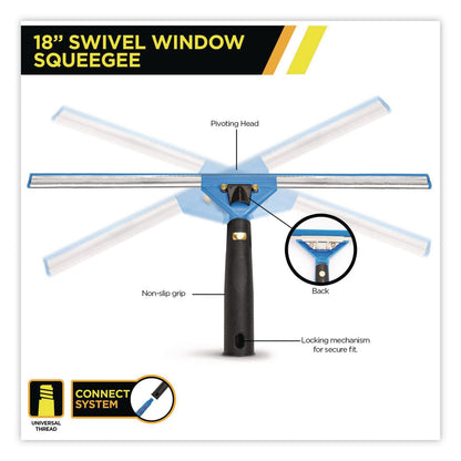 Gritt Commercial Pro Window Washing Kit with Squeegee, Washer and 20" Pole, 18" Wide Blade (GCEGRI13818)
