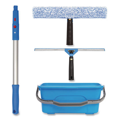 Gritt Commercial Pro Window Cleaning Kit with 14" Squeegee, 14" Washer, 20" Pole and 3 Gallon Heavy-Duty Bucket (GCEGRI138B)