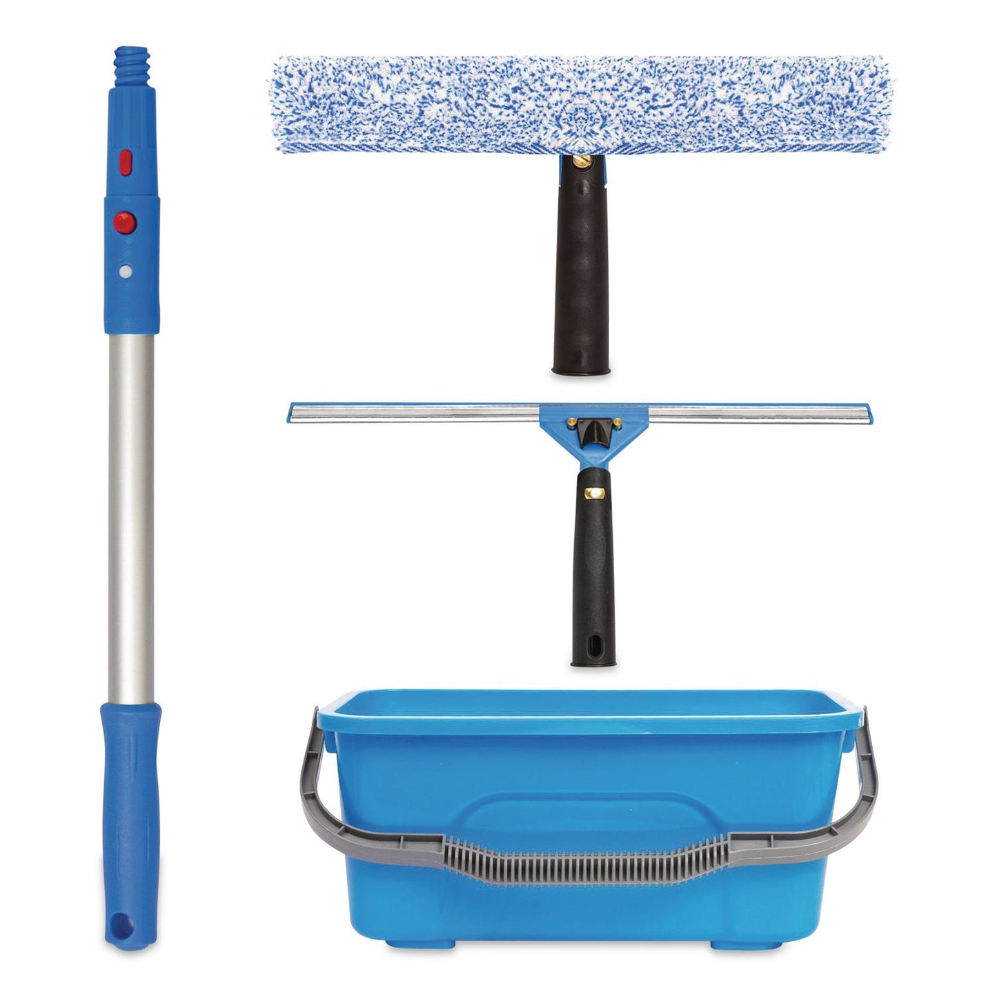 Gritt Commercial Pro Window Cleaning Kit with 14" Squeegee, 14" Washer, 20" Pole and 3 Gallon Heavy-Duty Bucket, 3/Kit (GCEGRI138B3PK)