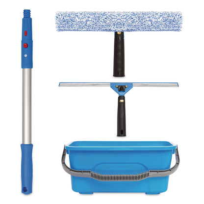 Gritt Commercial Pro Window Cleaning Kit with 14" Squeegee, 14" Washer, 20" Pole and 3 Gallon Heavy-Duty Bucket, 3/Kit (GCEGRI138B3PK)