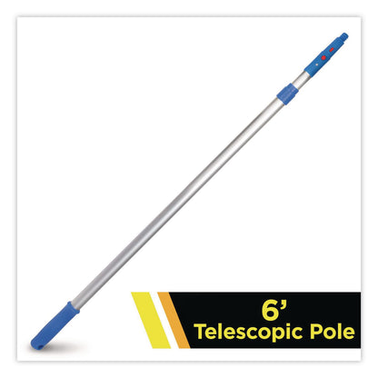 Gritt Commercial 6 ft Telescopic Aluminum Extension Pole with Click/Lock Adapter Cone, 3.5 ft to 6 ft, Blue/Silver (GCEGRI1066F)