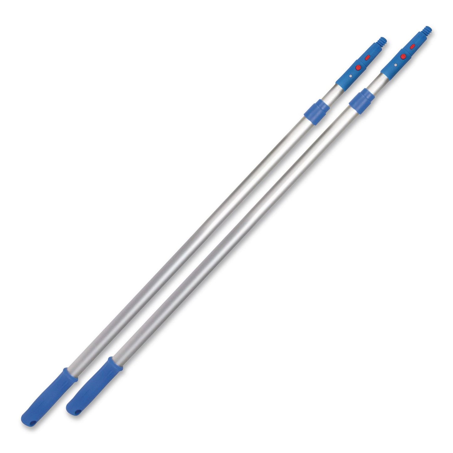 Gritt Commercial 6 ft Telescopic Aluminum Extension Pole with Click/Lock Adapter Cone, 3.5 ft to 6 ft, Blue/Silver, 2/Pack (GCEGRI1066F2PK)