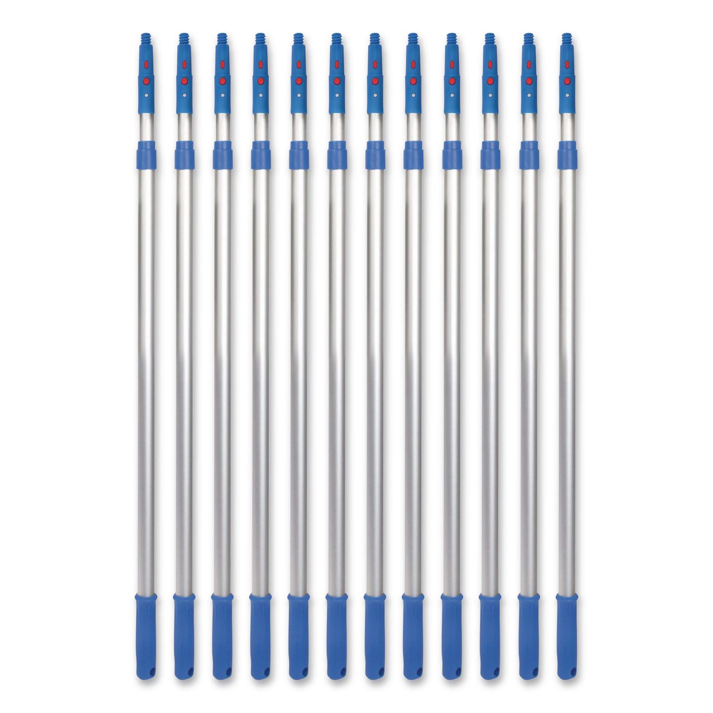 Gritt Commercial 6 ft Telescopic Aluminum Extension Pole with Click/Lock Adapter Cone, 3.5 ft to 6 ft, Blue/Silver, 12/Carton (GCEGRI1066F12PK)