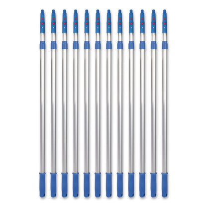 Gritt Commercial 6 ft Telescopic Aluminum Extension Pole with Click/Lock Adapter Cone, 3.5 ft to 6 ft, Blue/Silver, 12/Carton (GCEGRI1066F12PK)