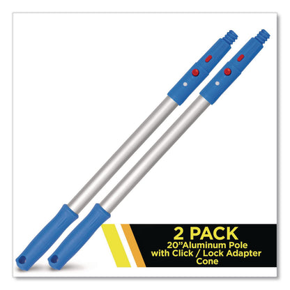 Gritt Commercial 20" Aluminum Pole with Click/Lock Adapter Cone, Blue/Silver, 2/Pack (GCEGRI1072PK)