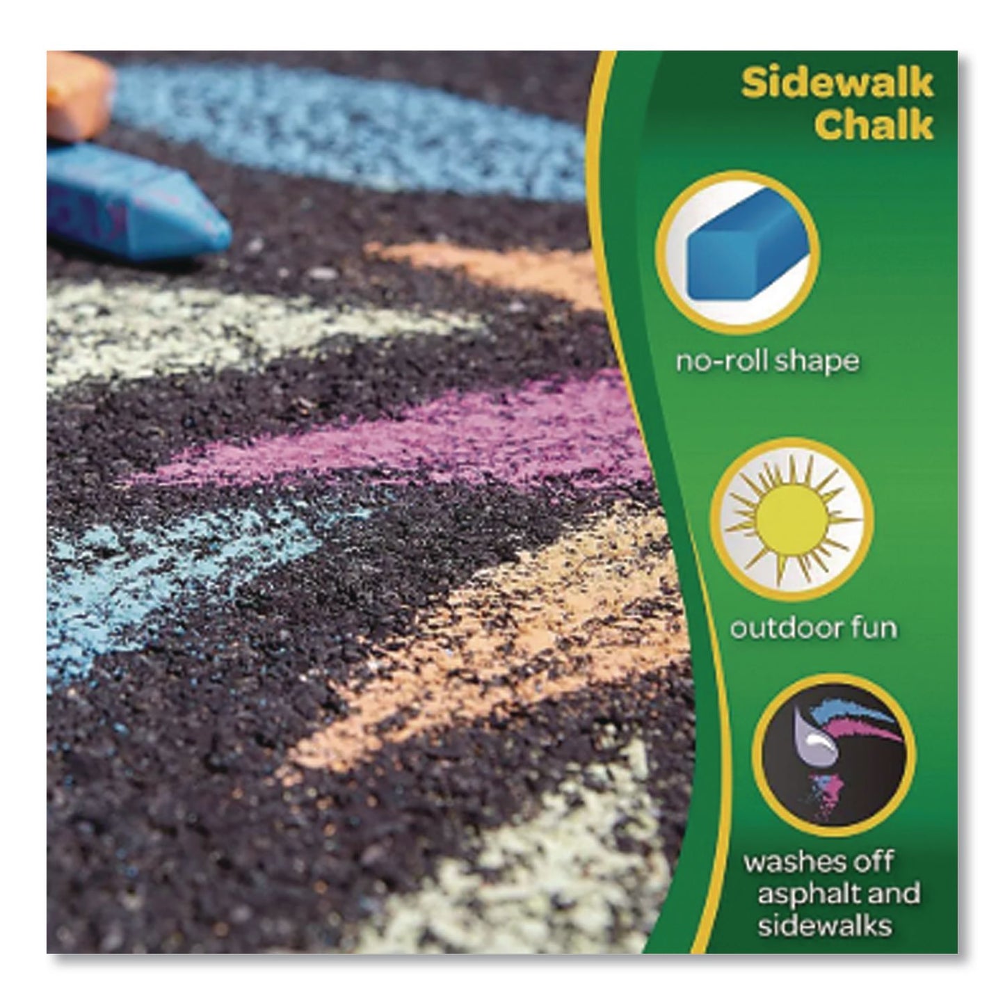 Crayola® Washable Sidewalk Chalk, 4.25" x 0.75 Diameter, Assorted Colors, 16 Sticks/Box (CYO512016)