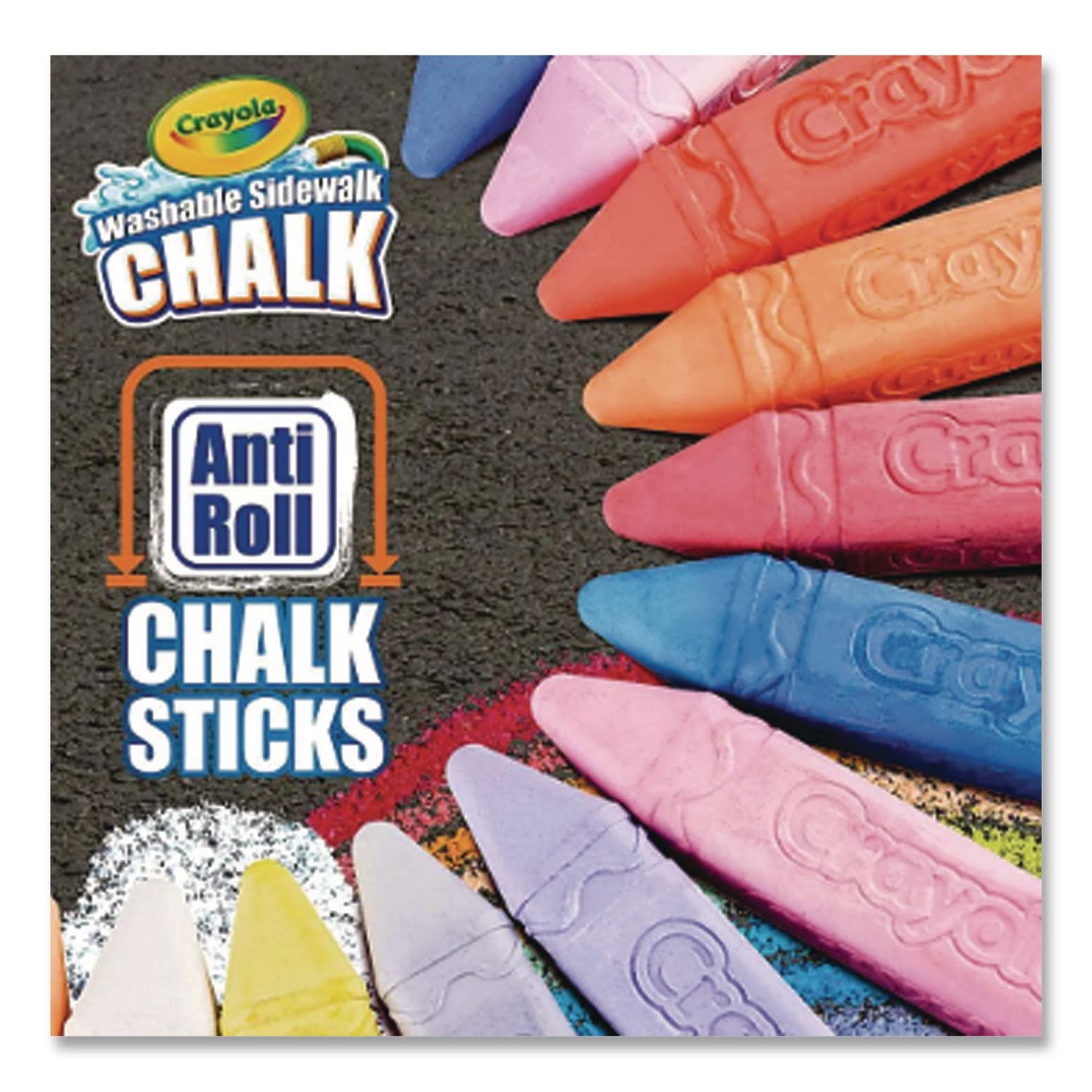 Crayola® Washable Sidewalk Chalk, 4.25" x 0.75 Diameter, Assorted Colors, 16 Sticks/Box (CYO512016)