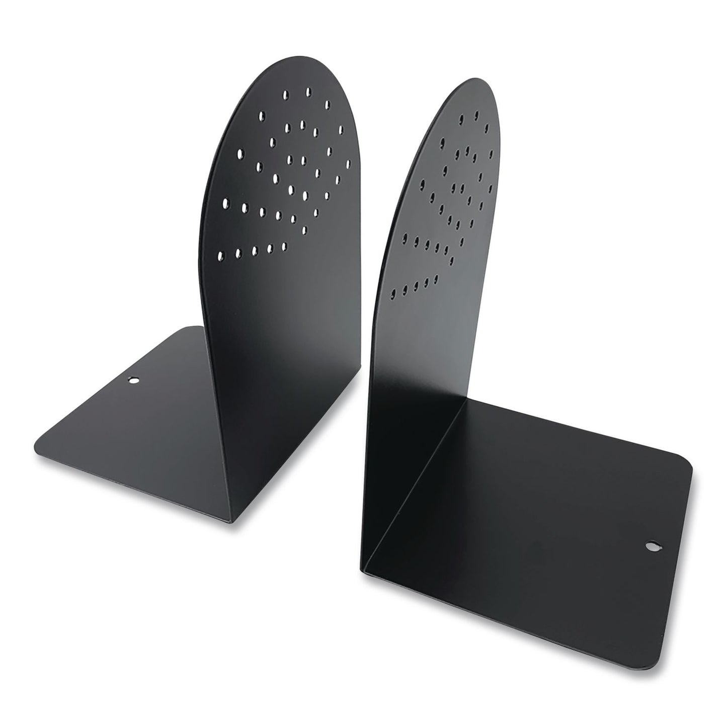 Huron Steel Bookends, Contemporary Style, Nonskid Base, 4.75 x 5.5 x 7.25, Black, Pair (CTXHASZ0095)