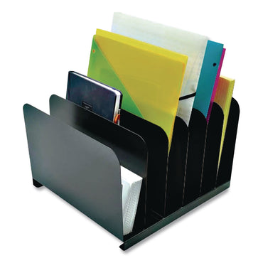 Huron Steel Vertical File Organizer, 6 Sections, Letter Size Files, 11 x 12 x 8, Black (CTXHASZ0144)