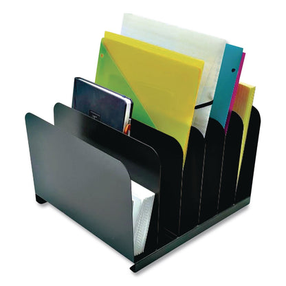 Huron Steel Vertical File Organizer, 6 Sections, Letter Size Files, 11 x 12 x 8, Black (CTXHASZ0144)