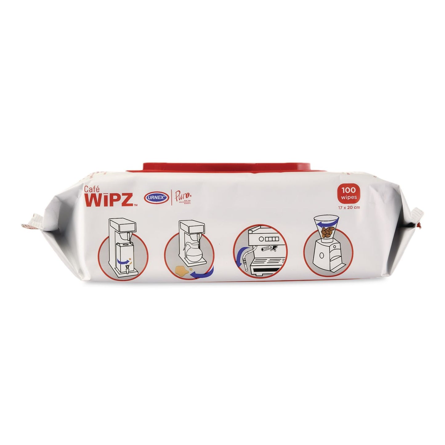 Urnex® Cafe Wipz Coffee Equipment Cleaning Wipes, 100 Wipes/Bag, 12 Bags/Carton (URNUBI60255)