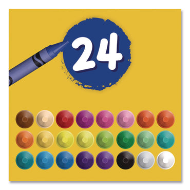 Crayola® Ultra-Clean Washable Crayons, Regular Size, 0.31" x 3.63", 24 Assorted Colors, 24/Pack (CYO526924)
