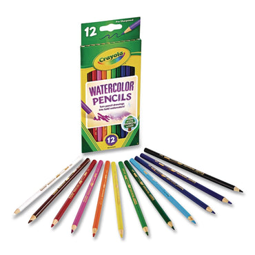 Crayola® Watercolor Pencil Set, 3.3 mm, 2B, Assorted Lead and Barrel Colors, Dozen (CYO684302)